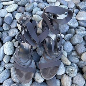 Stuart Weitzman Charcoal Strappy Sandals